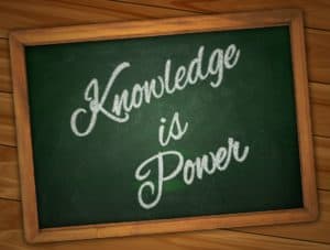 board with the words knowledge is power