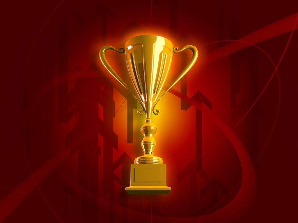 trophy with a red background
